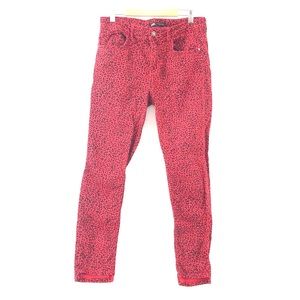 Zara Animal Print Red Jeans Size 8